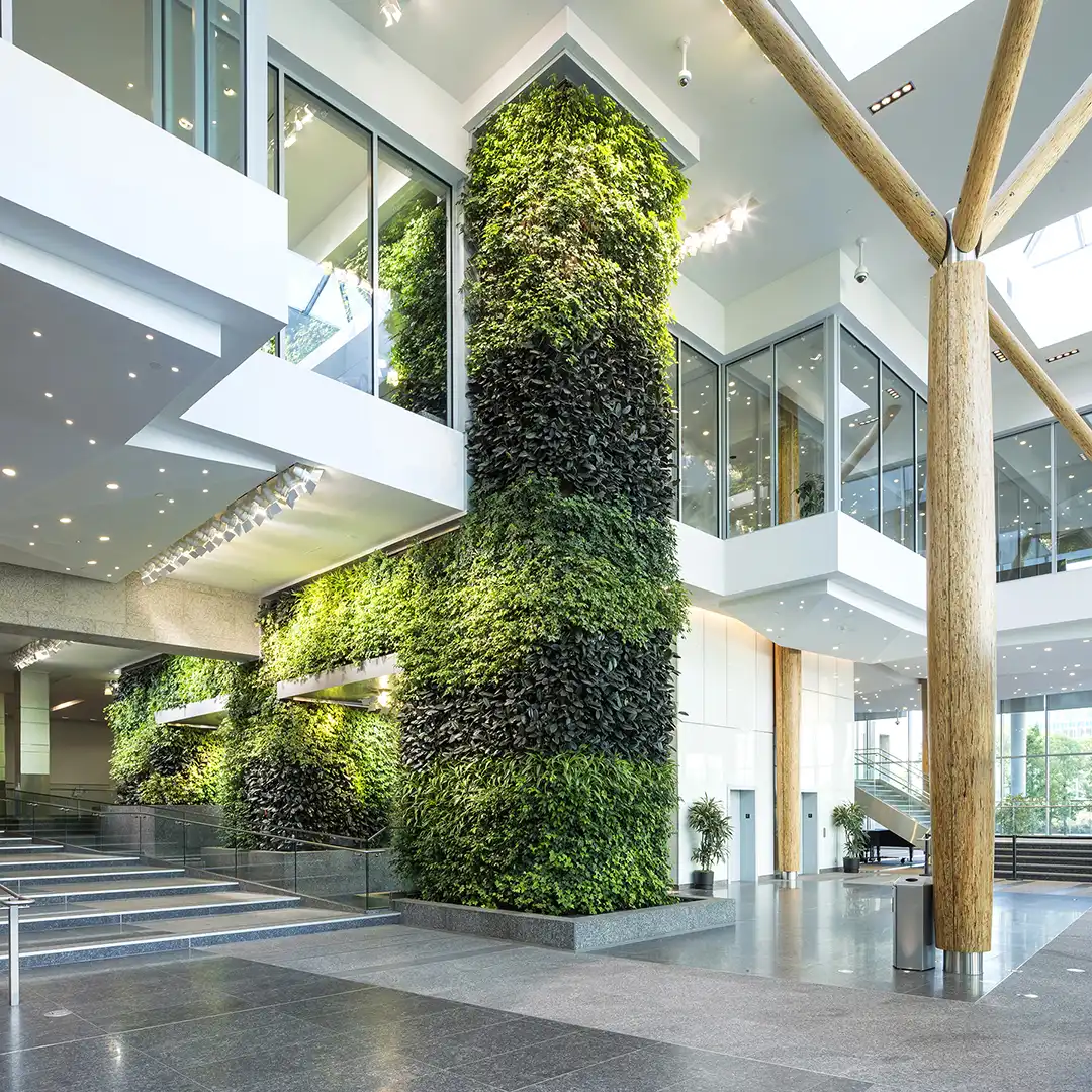 Green Living Wall in an Office Lobby