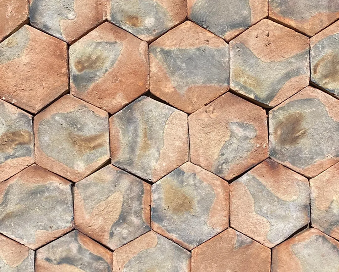 Hexagon pavers resemble honeycomb, a perfect example of biomorphic design.