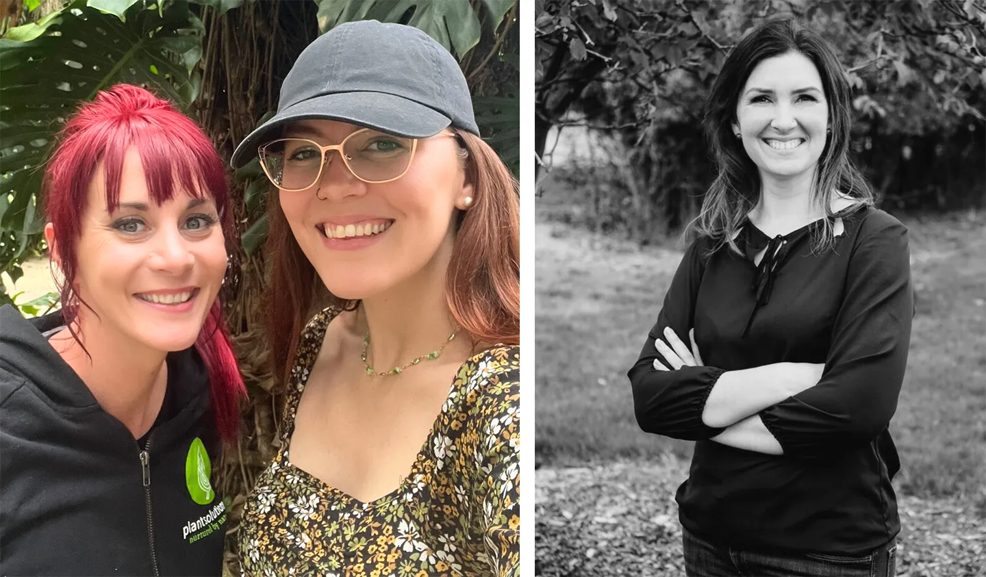 Left to right: Managing Director Jessica Buhr, Exterior Plantscape Manager Keeli Makae, and Nicole Craanen, founder of the Biophilic Design Certification Program at the Biophilic Design Institute.
