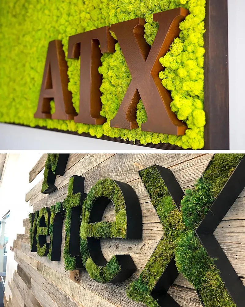 Businesses use plant design for brand exposure in reception areas and lobbies.